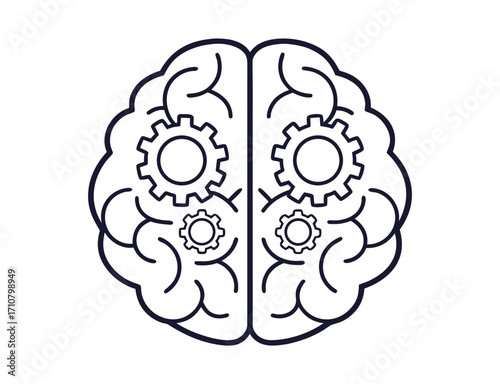 Brain gears illustration representing mental processes intelligence and problem solving capacity