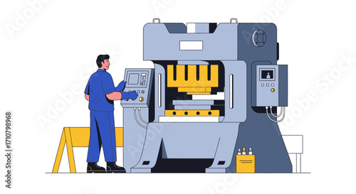 Industrial Press Machine Operation A Worker's Precision in Manufacturing