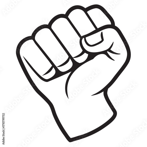 Dynamic clenched fist raised in solidarity or protest vector graphic