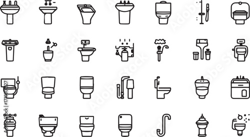 Vector EPS bundle featuring multiple wash basin designs such as pedestal, wall-mounted, round, square, and luxury sinks. Ideal for bathroom renovation, sanitary ware catalogs, and plumbing fixture des