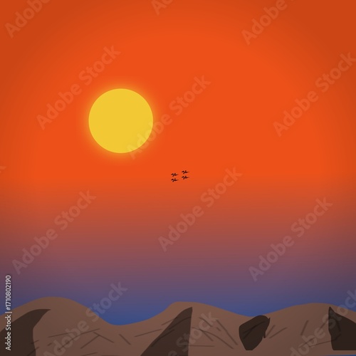 sunset in the desert
