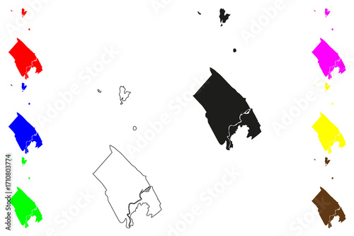 Kuala Terengganu city (Malaysia) map vector illustration, scribble sketch Kole Tranung or KT map
