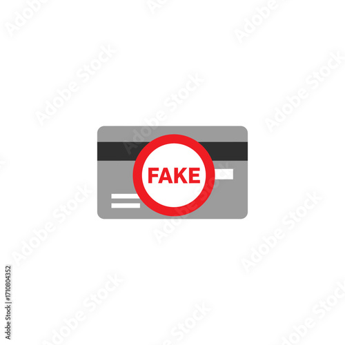 A flat vector icon representing a fraudulent or fake bank card, symbolizing financial crime and online scams