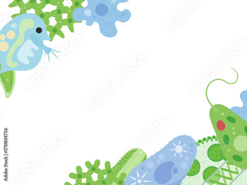 かわいい微生物のイラストのフレーム素材