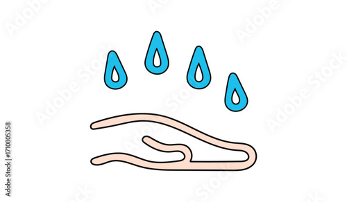 Hand with Water Drops Icon, Water Conservation Symbol, Eco Friendly Vector Design, Clean Water Illustration, Save Nature Graphic
