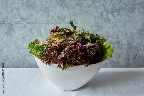 Mixed green salad with anchoves, copyright Diana Koenigsberg 2016