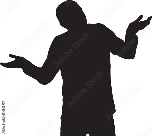 vector,silhouette of a man with doubt or confused expression