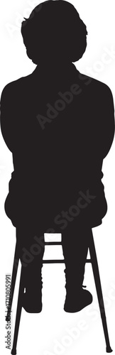 vector,silhouette of a back view of a woman sitting on chair