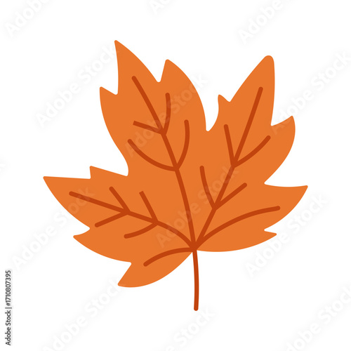 A leafy orange leaf with a stem. The leaf is drawn in a stylized way