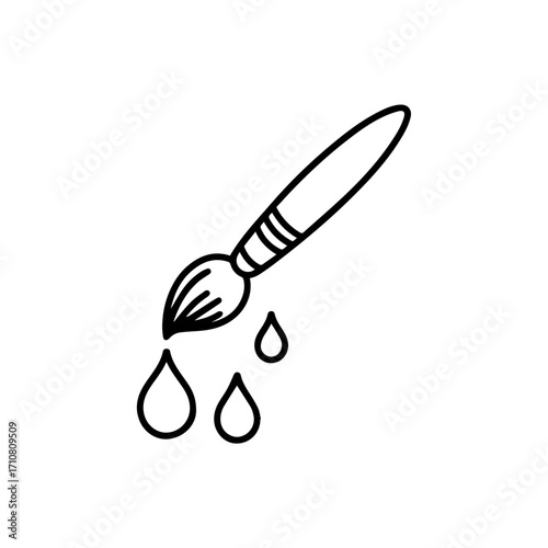 Artistic paintbrush with dripping paint drops, a simple yet elegant design perfect for creative projects, inviting imagination and artistry, originally a vector graphic