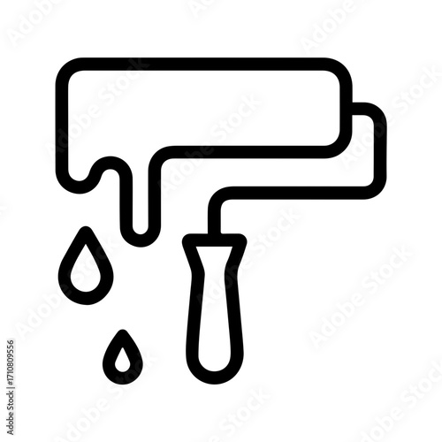 Modern paint roller icon dripping with fresh paint ready for your creative project, instantly add visual interest to any design needs from home renovation to art projects