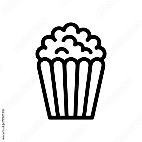 Delicious popcorn icon for movie nights and snack time enjoyment, perfect for entertainment, cinema, and food-related designs with its vector simplicity