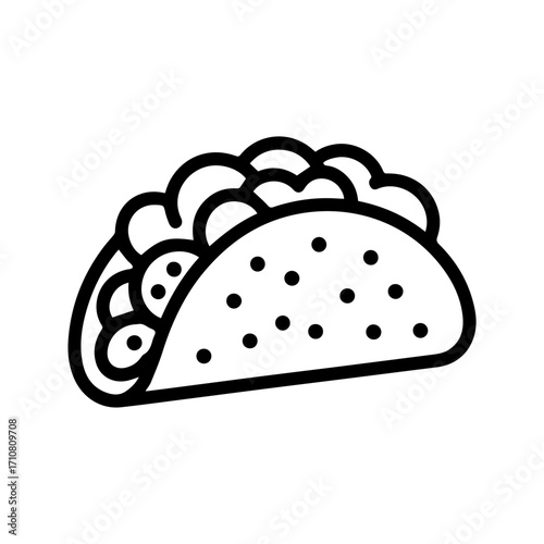 Craving Deliciousness? Authentic Taco Icon Ready for Your Designs! Add Flavor to Menus, Recipes, and Social Media with this Mouthwatering Line Art