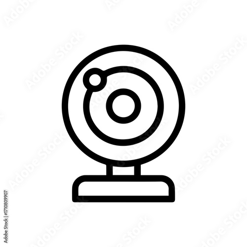 Modern webcam icon for video conferencing and remote work communication, a clean line art symbol representing digital connection and online meetings in a minimalist style