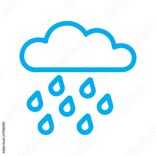 Forecast rainy weather with an icon indicating precipitation for weather applications and weather reporting, ideal for meteorology and climate visuals