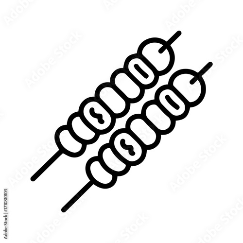 Delicious grilled meat skewers icon for food menus and barbecue promotions, savory street food illustration, perfect for culinary designs and restaurant advertising