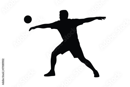 Silhouette of a person throwing a ball in mid action