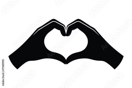 Black silhouette of hands forming a heart shape