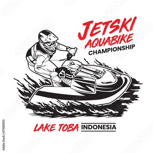 Jetski Aquabike race championship illustration, perfect for t shirt design