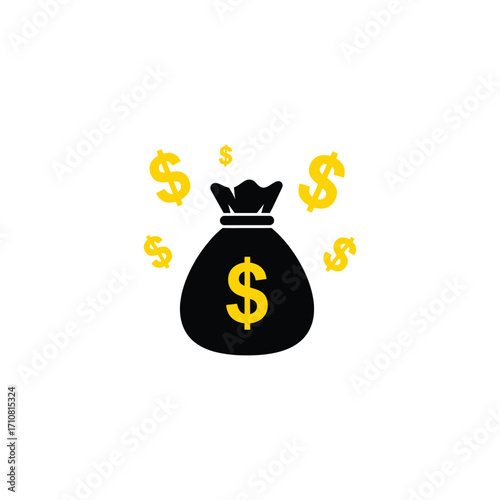 Illustrative depiction of a money bag filled with cash, symbolizing financial wealth and opportunity