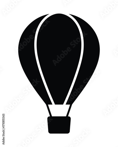 Simple black silhouette of a hot air balloon