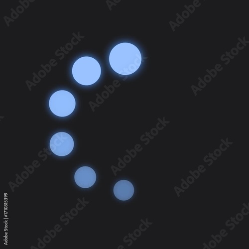Glowing Blue Dots Loading Animation Loop Transparent Background