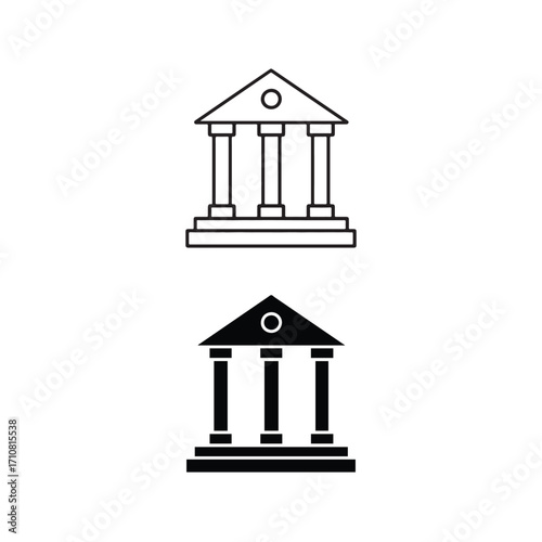 Bank Building Icon – Finance, Law & Government Symbol