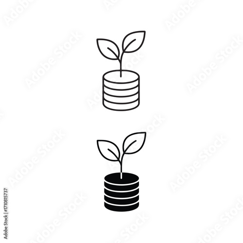 Investment Growth Icon – Finance, Savings & Money Plant Symbol
