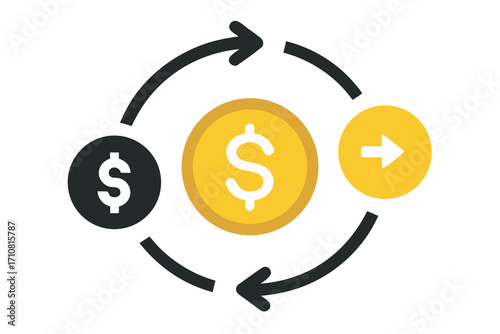Three interconnected icons illustrating a continuous cycle or process