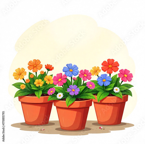 flowers in pots