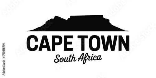 Cape town south africa silhouette of table mountain logo