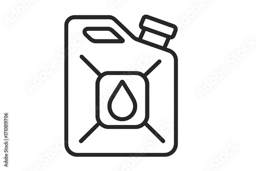 Fuel canister icon. Jerrycan with gasoline drop. Linear symbol for car service. Gas station or petroleum concept. Energy, oil, and diesel fuel container vector illustration.