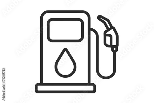 Gas station fuel pump icon. Petrol and diesel refueling symbol. Outline vector illustration for automotive, transport, and energy industry. Gasoline power and oil concept.