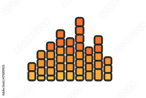Music equalizer vector icon. Sound wave audio spectrum analyzer. Digital frequency level meter for stereo console or podcast. Graphic pulse rhythm symbol illustration design.