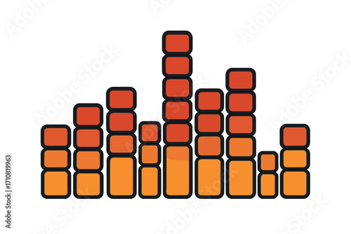 Equalizer sound wave audio icon. Music frequency spectrum. Digital graphic waveform. Volume level meter. Rhythm pulse technology. DJ stereo signal amplitude. Vector logo.