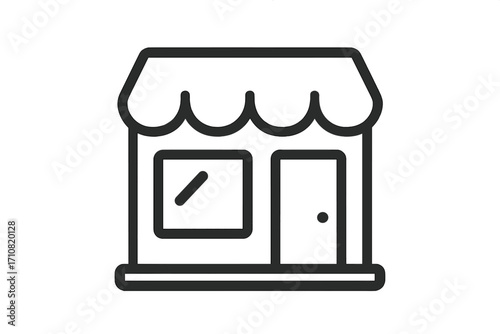 Storefront icon vector. Simple shop line symbol. Market building facade graphic. Retail business concept illustration. Online shopping, e-commerce pictogram for website or app.
