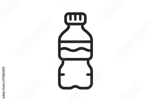 Plastic bottle line icon for water, soda, or juice. Vector symbol for concepts of recycling, ecology, environment, and single-use plastic waste pollution. Drink container.