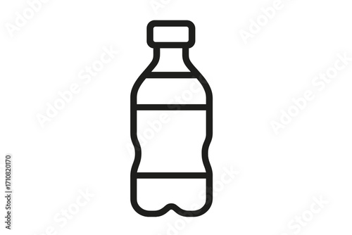 Plastic bottle vector line icon. Simple outline illustration of a water or soda container. Symbol for drinks, beverage, recycling, ecology, waste, pollution, and environment.