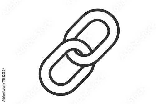 Link icon, chain symbol for connection and teamwork. Metaphor for hyperlink, blockchain technology, partnership, and unity. Simple linear vector illustration isolated.
