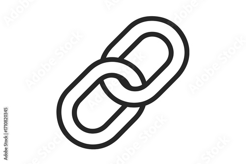 Link icon vector illustration. Chain symbol for hyperlink, connection, and attachment. Simple outline graphic for teamwork, unity, and strength concepts. Minimalist network or blockchain logo.