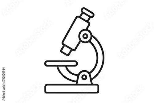 Microscope line icon. Symbol for science, research, discovery, and analysis. Laboratory equipment for biology, chemistry, and medical use. Vector illustration for education.