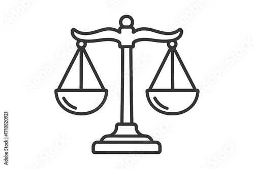 Scales of justice line icon. Law and legal symbol. Balance, weight, and equality concept. Court, lawyer, and judge pictogram. Vector illustration for web and mobile apps. Libra.
