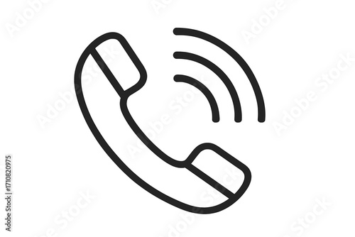 Phone call icon. Ringing telephone receiver symbol. Contact us concept. Hotline and customer support service sign. Communication logo. Vector line art handset illustration.