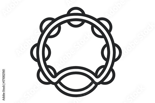 Tambourine line icon, a classic musical percussion instrument. Simple vector graphic for concepts like rhythm, sound, beat, folk music, concert, festival, and celebration.