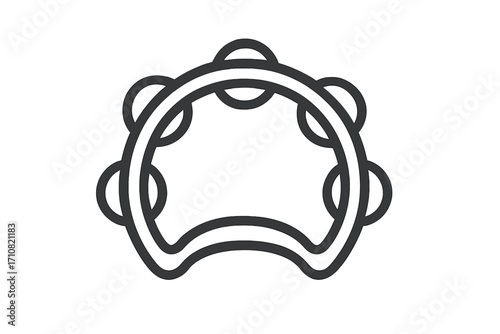 Tambourine line icon. Simple vector illustration of a percussion musical instrument. Concept for rhythm, music, melody, folk, and sound. Isolated linear style pictogram.