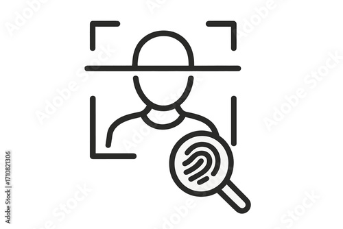 Biometric identification icon. Face recognition and fingerprint scan for security access. User authentication and verification technology. Personal data protection concept vector.