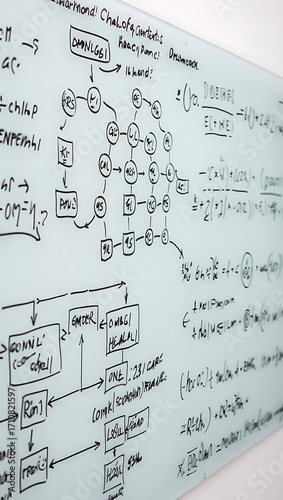 Whiteboard Complex Diagrams Equations Business Brainstorm