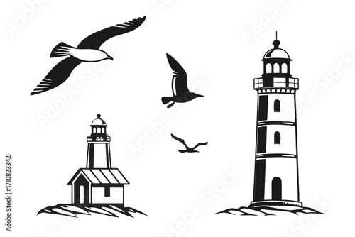 lighthouse silhouette vector