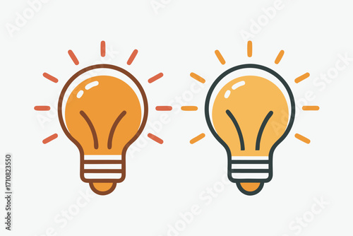 Two minimalist lightbulb icons representing ideas and innovation