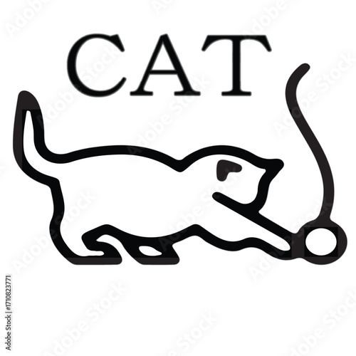 Vector illustration of cat line  art